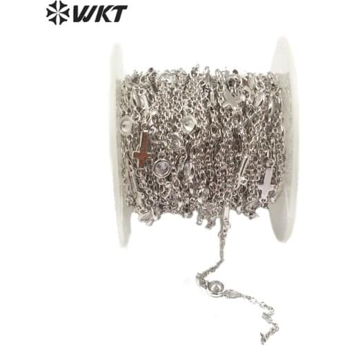 WT-RBC132 New arrived Natural Stone Chain 4mm Beads Chain With si lver Electroplated Rosary Chain Jewelry For Making Necklace