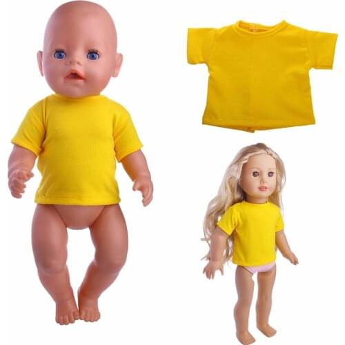 Doll Clothes Yellow T-shirt Wear Fit For 18inch American doll&43cm baby doll, Free Shipping