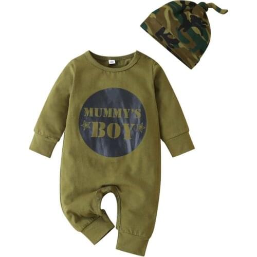 Toddler Baby Girls boys Clothes Cotton Long sleeve Army green Romper Jumpsuit +Hat Newborn Outfits Brother and Sister Clothing