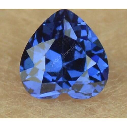 Wholesale 3*3~10*10mm 5A Dark Blue Synthetic Cubic Zirconia Gems Heart Shape Cut Loose Sapphir-e Color CZ Stone For Jewelry DIY