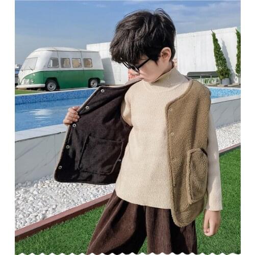 Autumn Winter Childrens Outerwear Clothing Jacket For Girl Boys Keep Warm Vest Plus Velvet Casual Coat Sweater For Baby