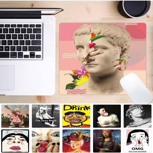 25x21cm PU Leather Mouse Pad Funny Pattern Gaming Mouse Pad Portable Laptop Mat Small Waterproof Mouse Pad