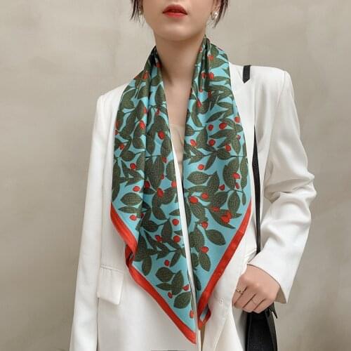 Silk Square Scarf Women Satin Bandana Print Scarves Head Band Fashion Lady Hair Shawl and Wrap Female Neckerchief Hijab Pareo