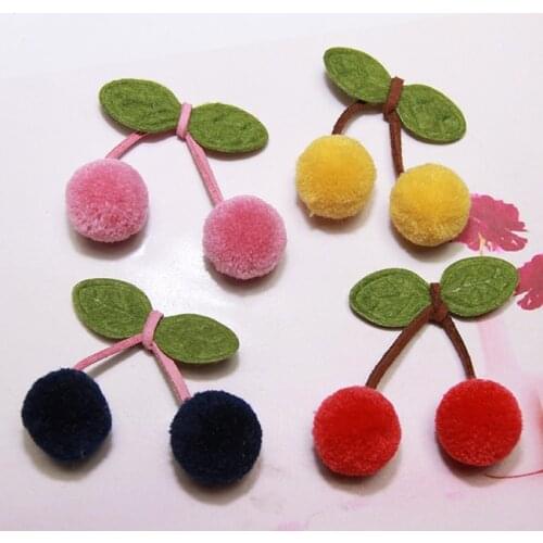 80pcs Cherry Pompom Balls Fur Craft DIY Soft Pom Poms For Children Toys Decoration,Sewing on Garments Accessories