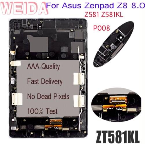 WEIDA LCD Replacement 8" For Asus Zenpad Z8 8.0 ZT581KL LCD Display Touch Screen Assembly Frame P008 Z581 Z581KL