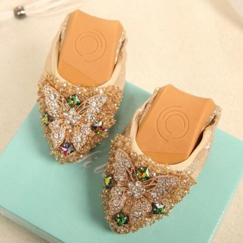 Rhinestone egg roll womens shoes casual flat shoes spring and autumn new large size square dance shoes