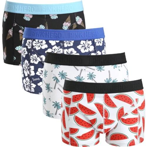 So Cool Pink Heroes High-Quality Men Boxer Shorts Cotton Underwear Comfortable Male Panties Fashion Striped Guy Underpants