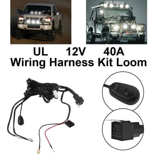 Universal 12V 40A Car Fog Light Electric Wiring Harness Kit Loom With Fuse And Relay Switch for LED Work Driving Light Bars