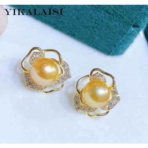 YIKALAISI 925 Sterling Silver Earrings Jewelry For Women 7-8mm Oblate Natural Freshwater Pearl Earrings New Wholesales