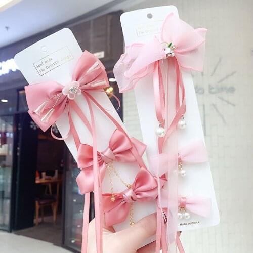 3 Pcs/Set New Girls Cute Candy Lace Mesh Pendant Pearl Ornament Hair Clips Children Lovely Hairpins Kid Sweet Hair Accessories