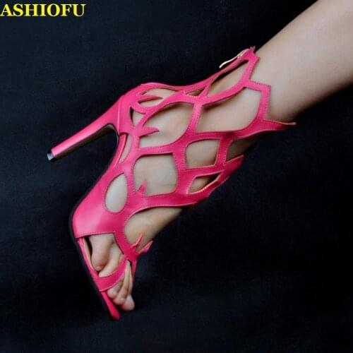 ASHIOFU New Hot Sale Ladies High Heel Sandals Fire-style Party Prom Summer Shoes Large Size Evening Club Fashion Sandals Shoes