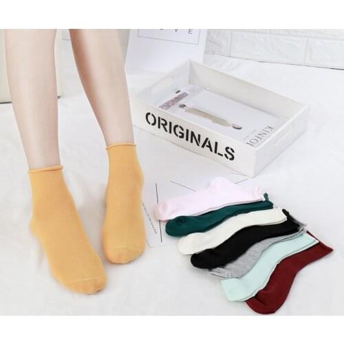 Mid Tube Socks Candy Color for Women Ladies Pile Socks 1Pair Polyester Cotton Breathable Summer