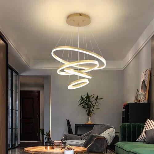 Gold/Brown Aluminum 2/3/4 Ring LED Chandelier Residential & commercial & office lighting