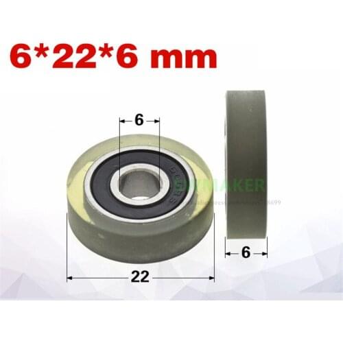 1pcs 6*22*6mm PU Mishmi Japanese Bearing Pulley/Roller/Guide Wheel, Polyurethane Mute Soft Rubber Wheel, 606 Bearing Flat Wheel