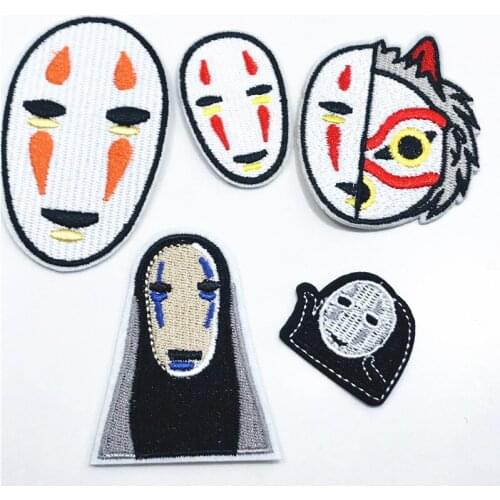 10Pcs Spirited Away Japan Anime Embroidered Iron On Patch DIY No Face Man Handmade Crochet Sew On Patches Clothes Applique Badge