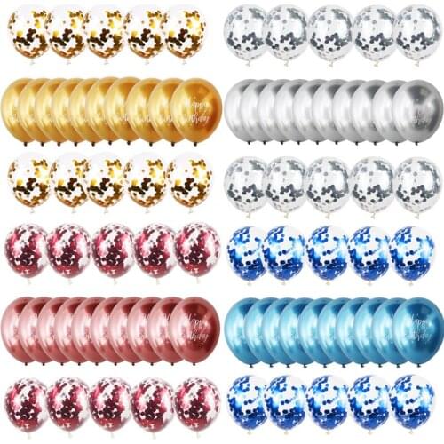 20pcs Metallic Gold Silver Chrome Happy Birthday Latex Balloons gold Confetti Baloon Birthday party decoration anniversary balls
