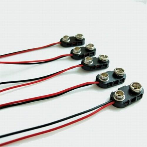 2000 pcs 9V Battery Snap Connector clip Lead Wires holder with Black Plastic Cover