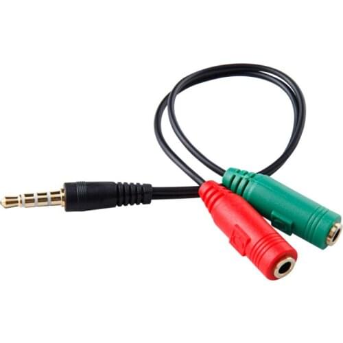 3.5mm Jack male to 3.5 Microphone mic and earphone female Extension Audio Splitter Cable Y Stereo Splitter for iPhone Laptop
