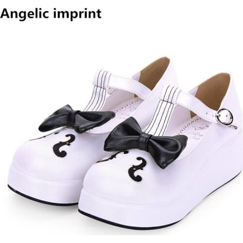 Angelic imprint woman mori girl lolita cosplay shoes lady mid heels pumps women princess dress party shoes Pearlescent PU 33-47