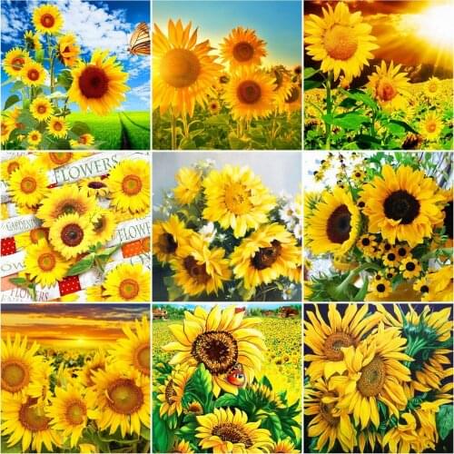 AZQSD Full Drill Diamond Painting Sunflower Cross Stitch Diamond Embroidery Flower Mosaic Rhinestones Handicraft Home Decor