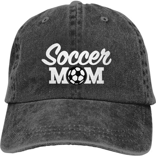 Baseball Mom Denim Cap, Football Mama Vintage Washed Distressed Adjustable Dad Hat for Women Outdoor