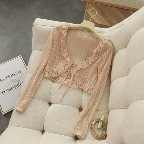 Cheap Shrug Lace Bolero Jacket Evening Party Bolero Long Sleeves Women Bolero White Apricot short Shrug