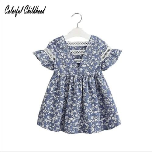 Baby Kids Girls Christmas Dress Fly sleeve Hollow out Toddler Infant Summer Party Flower Laces Blue Dresses For Girls Clothes