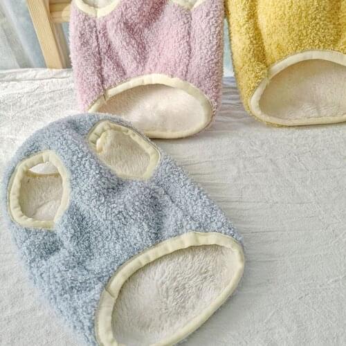 Long Plush Sleeveless Vest Jacket for Small Dog Pug Candy Color Dog Cat Coat Winter Fleece Pet Clothes O-Neck Sweatshirt Hoodies