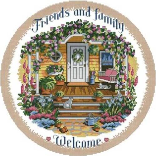 Welcome porch patterns counted 11CT 14CT 18CT DIY Cross Stitch Sets wholesale Cross-stitch Kits Embroidery Needlework
