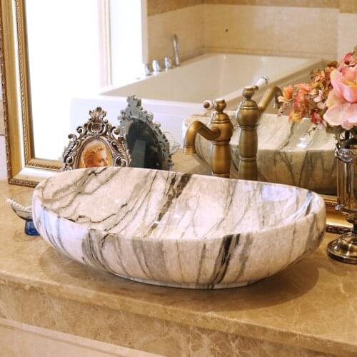 Europe Style Ceramic Art Basin Sinks Counter Top Bathroom Sinks porcelain ceramic wash basin bathroom sinks Oval