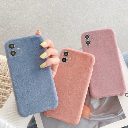 Ice Velvet Flannel Cloth Phone Case for iPhone SE2020 7 8 Plus X Xs Max XR 11 Pro Max 12 Mini Phone Shell Cover
