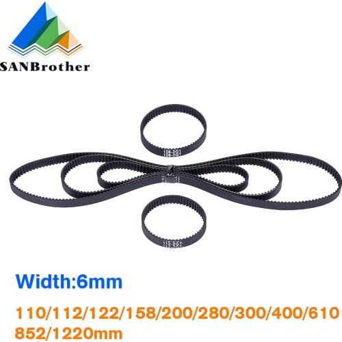 GT2 Closed Loop Timing Belt Rubber 110/122/158/200/400/610/1220mm 2GT BELT width 6mm suitably GT2 pulley for 3d printer parts