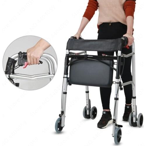 Elderly Walker Rollator Stable Durable Walkers Flexible Portable Walking Stick Multi Purpose Aluminum Alloy Walking Mobility Aid