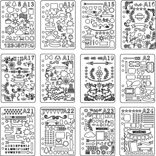 A5 Loose-leaf Drawing Tool Alphabet Number Stencil Handmade Tabloid Bullet Journal Frame Templates School Student DIY Supplies