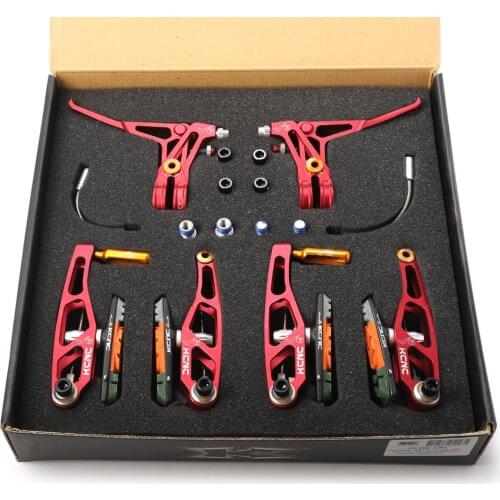 KCNC V6 VB6 MTB FOLD BIKE V BRAKE LEVERS and Calipers bicycle Rim brake set with levers 340G full set red color