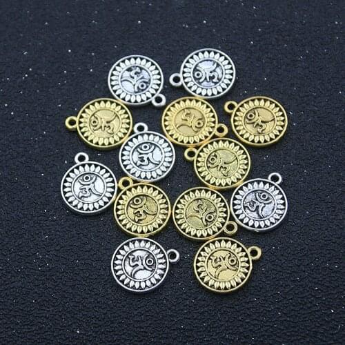 20PCS 13X16MM 2 Color Round Charms Two-sided Letter Pendants Vintage Handmade For DIY Jewelry Decoration Making Findings