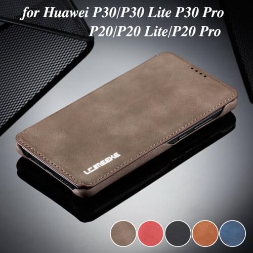LC.imeeke Ultra-thin Leather Wallet Flip Phone Cases for Huawei P40 Lite P30 Pro Stand Card Slot Cover Coque for Huawei P20 Pro