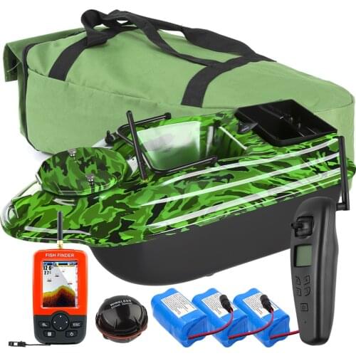 500M Wireless GPS Camo Fishing Bait Boat With Bottom Sink Hopper Catapult Hopper LCD GPS Fishfinders Carrybag RC Toy Boat