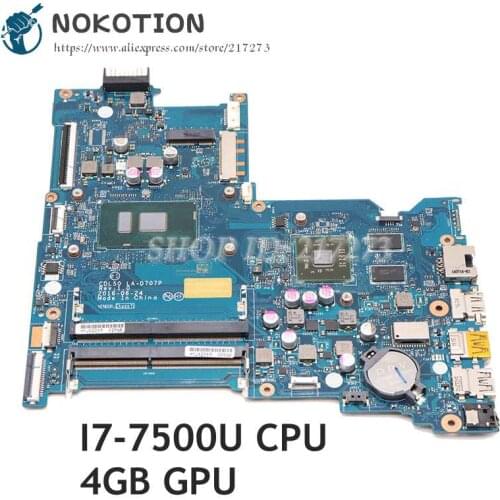 NOKOTION CDL50 LA-D707P 903787-601 903787-501 903787-001 For HP 15-AY 15-AY180TX 15.6 inch Laptop Motherboard i7-7500U R7 M440