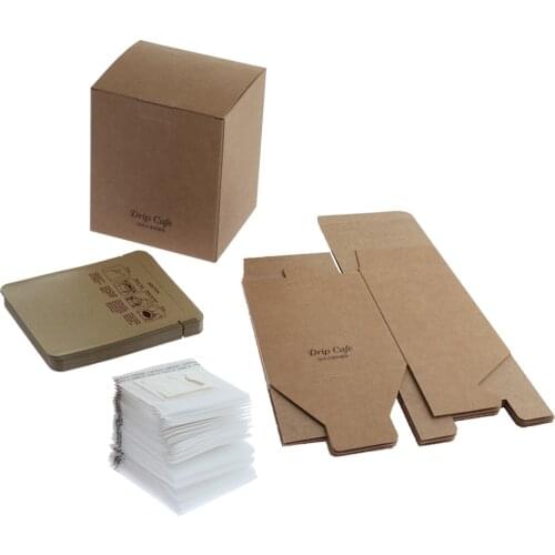 105xBag Set, Disposable Hanging Ear Coffee Bags Portable Drip Coffee Filter Bags 50x Inner Bags+50x Outer Bags +5x Packing Boxes