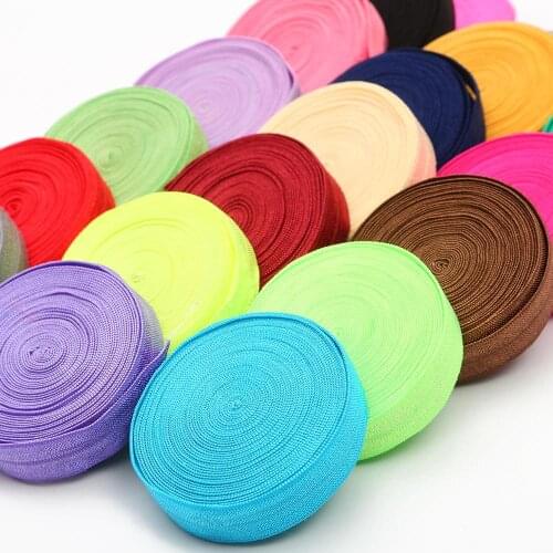 New 5 Yards width15mm Solid Color Shiny Foldover Elastic Band Hair Bands Headband Dress Lace Trim DIY Sewing Craft