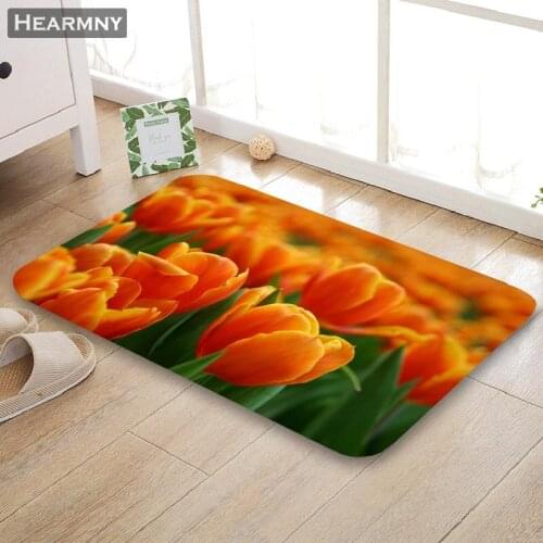 HEARMNY New Arrival Doormat Tulips Home Mat Machine Made Anti Slip Carpet Living Room/Hallway Bath Mat For Kids Gift