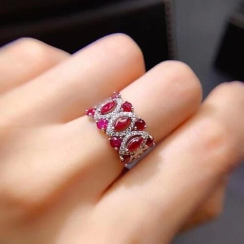 New High Pure 100% Natural and Real Ruby ring 925 sterling silver Fine handworked jewelry Female Anniversary Jewelry