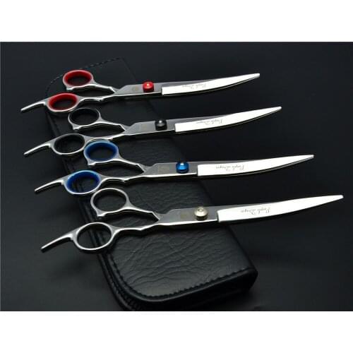 7" 19.5cm Japan Stainless Purple Dragon Cats Dogs Grooming Scissors Bend Up Scissors Professional Pet Shears Animal Shears Z4001