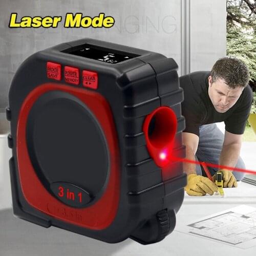 Profession High Accuracy Measure 3-in-1 Mode Digital Tape Measurer String Laser Roller Sonic Modes Measuring King Tool Roll Cord