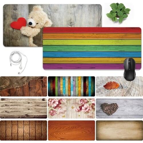 Anti-slip Waterproof PU Leather Computer Mouse-pad Smooth Game Laptop Mouse Pad Simple Wood Pattern Large Mouse Mat