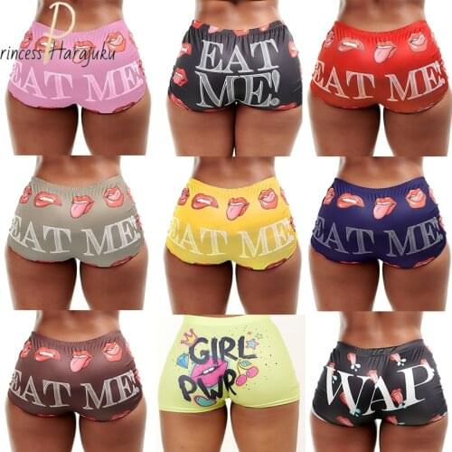 High Waist 2021 Summer Fashion Shorts Women New Biker Shorts Fitness Korean Casual Sexy Lips Short Graphics Cycling Shorts