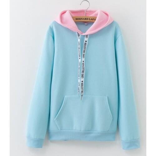 Hoodie 2021 Womens Sweater Stitching Winter Fleece Pocket Trendy Sports Sweater Women