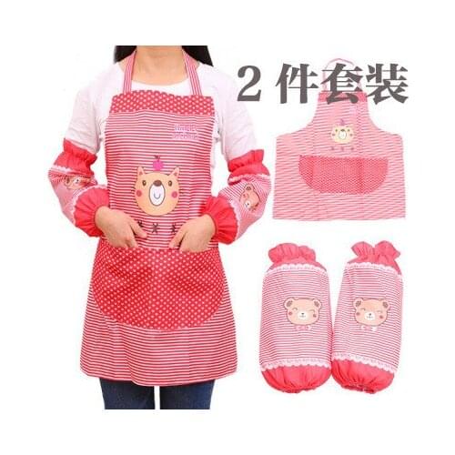 Waterproof cooking apron suit with sleeves kitchen oil-proof cooking aprons Korean fashion ladies smock two-piece suit