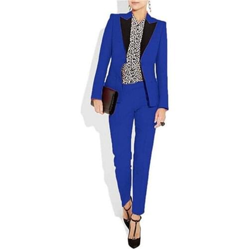 Custom Made Business Pant Suits for Women Plus Size Ladies Pantsuit Blazer+Pants for Work Royal Blue Pantsuit for Wedding Party